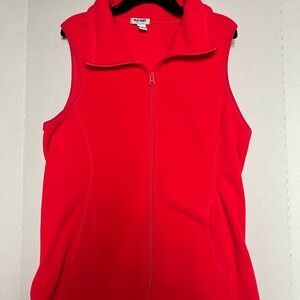 Old Navy Coral Red Fleece Zip-Up Sleeveless Vest women's Small